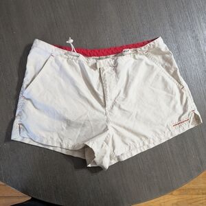 Beige Swim Shorts with Red Accents